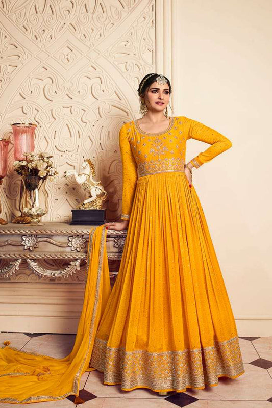 Pakistani Designer Heavy Embroidery Work Ready To Wear Anarkali Gown Suits