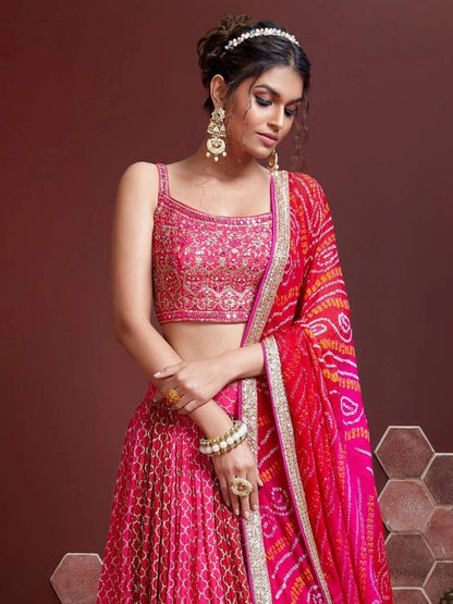 Beautifull Pink Color Pakistani Desinger Lehengha Choli Reception Wear Embroidery And Mirror Worked