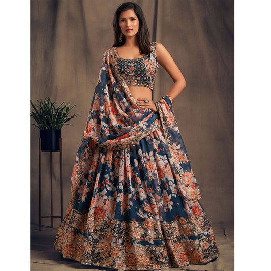 Event Wedding Wear Indian Designer Lehenga Choli With Zari Embroidery Work Dupatta