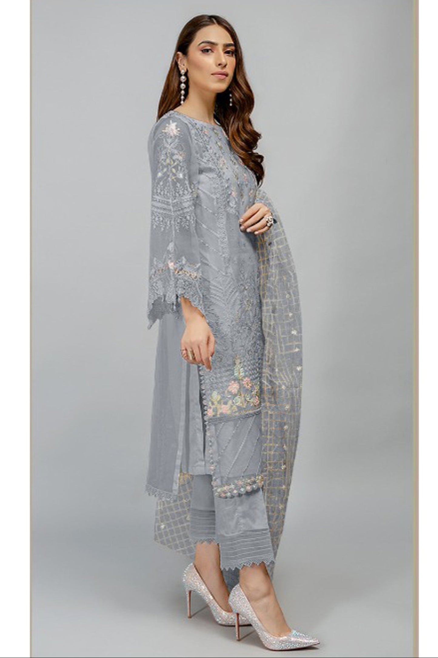 Readymade Stylish Event Party Wear Salwar Kameez Pant Organza Dupatta