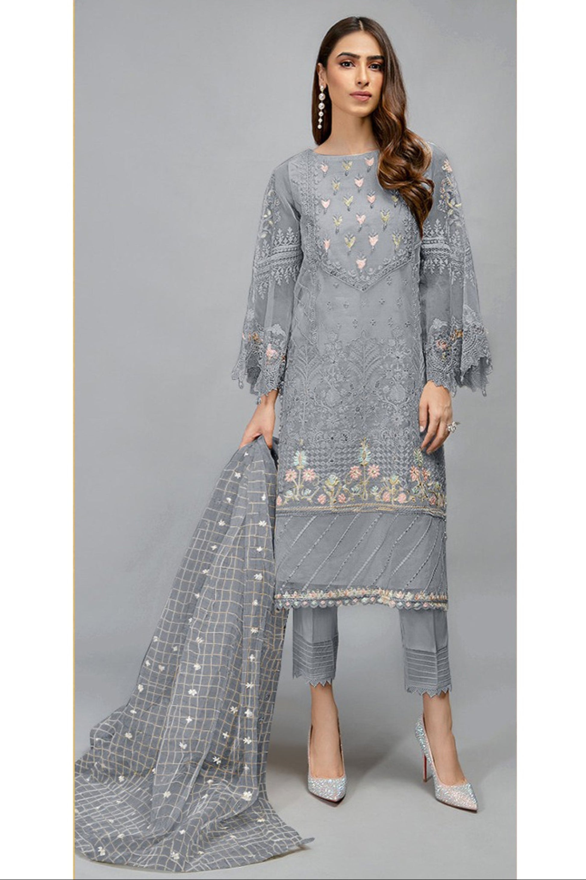 Readymade Stylish Event Party Wear Salwar Kameez Pant Organza Dupatta