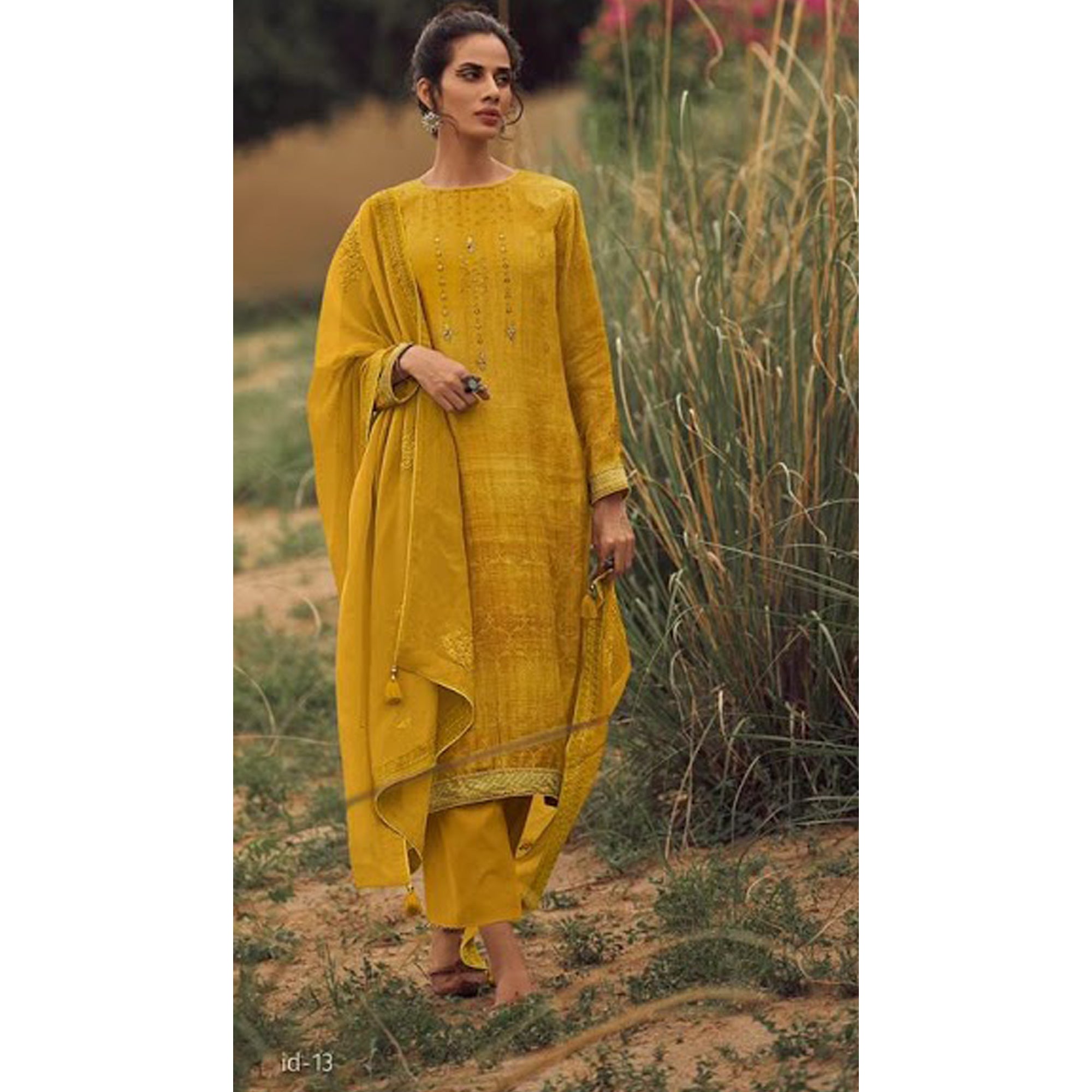 Beautiful Shalwar Kameez Dupatta Dress Pakistani Indian Free Size Women's Wear Ready Made Simple Embroidery Worked Trouser Plazzo Pant Suits