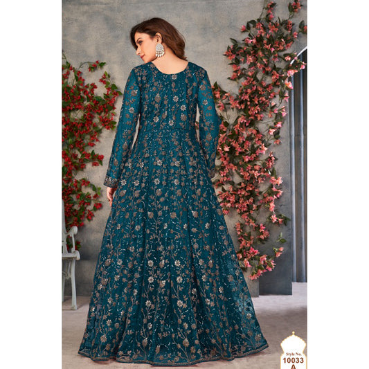 Back & Front Side Embroidery Worked Slit Anarkali Flared Gown