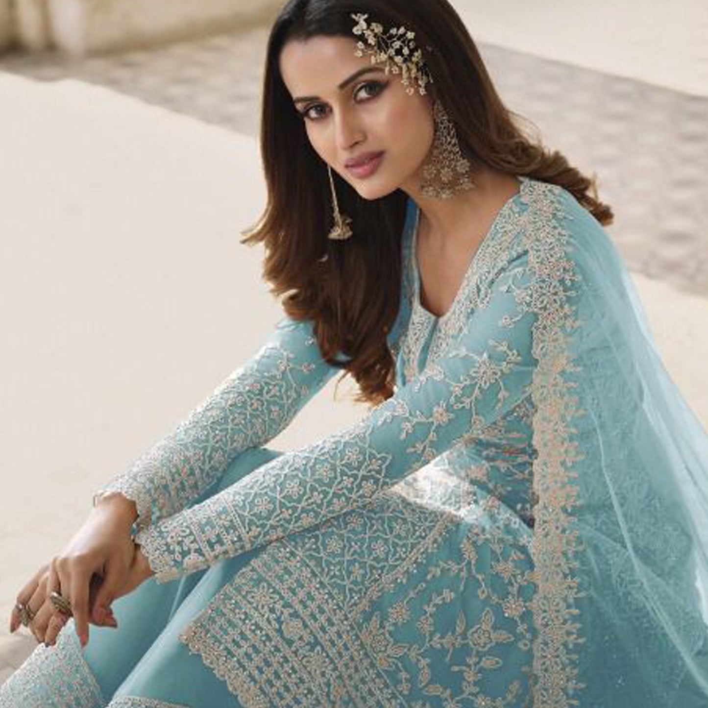 Heavy Embroidery Worked Salwar Kameez Plazzo Suits