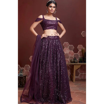 Purple Color Indian Pakistani Wedding Wear Bridal Designer Lehenga Choli Suits