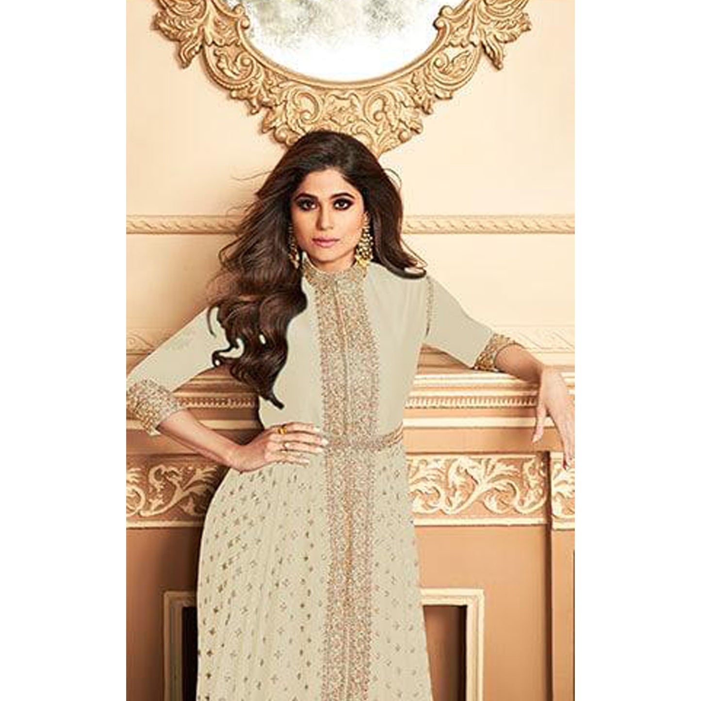 Roka Nikah Wear Stitched Pakistani Indian Outfit Stylish Women's Stitched Anarkali Slit Gown