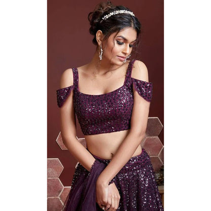 Purple Color Indian Pakistani Wedding Wear Bridal Designer Lehenga Choli Suits