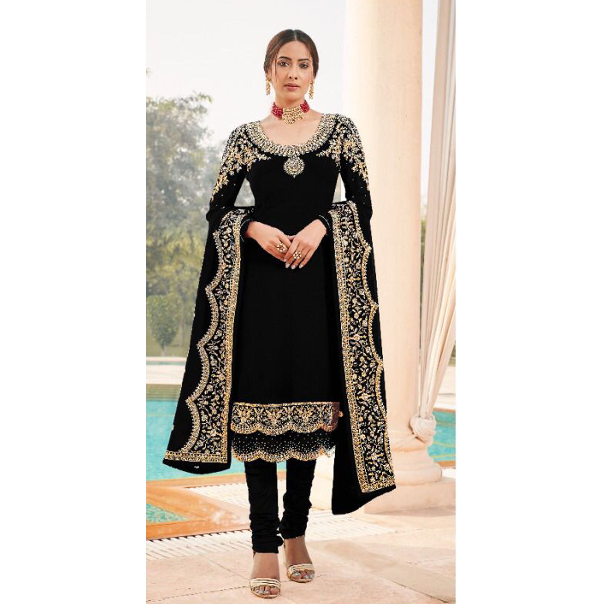Indian Designer Event Party Wear Readymade Churidar Salwar Kameez  Suits