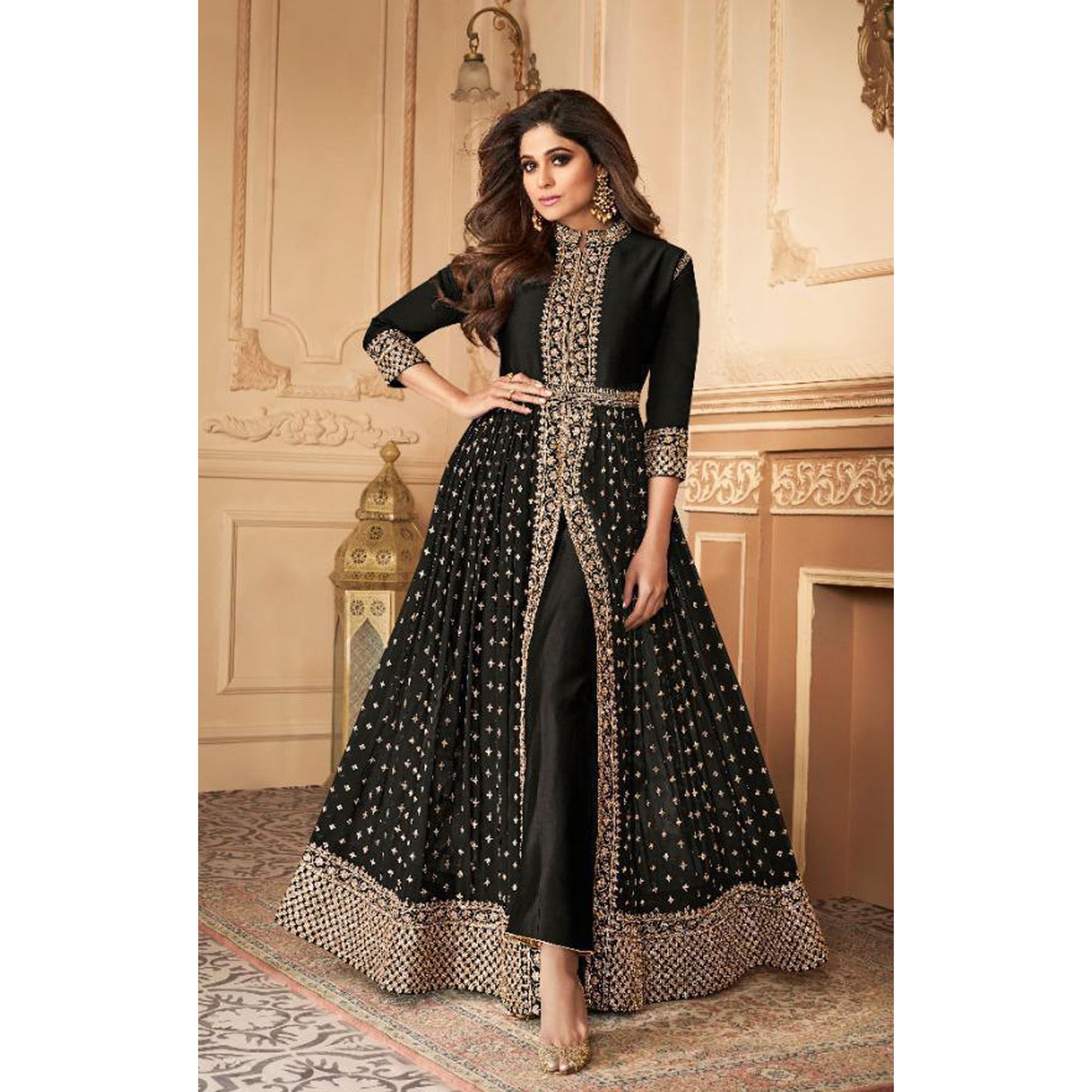Roka Nikah Wear Stitched Pakistani Indian Outfit Stylish Women's Stitched Anarkali Slit Gown