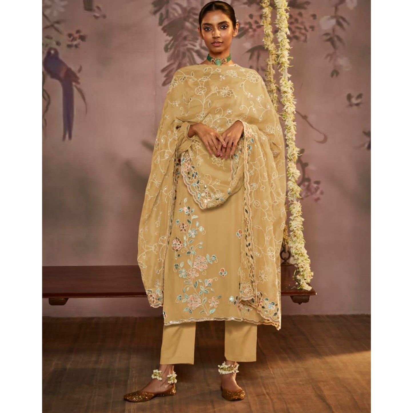 Pure Organza Fabric Wedding Reception Party Wear Shalwar Kameez Pant Suits
