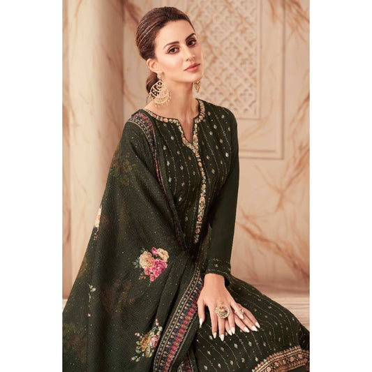 Heavy Worked Silk Wedding Reception Wear Shalwar Kameez Plazzo Suits