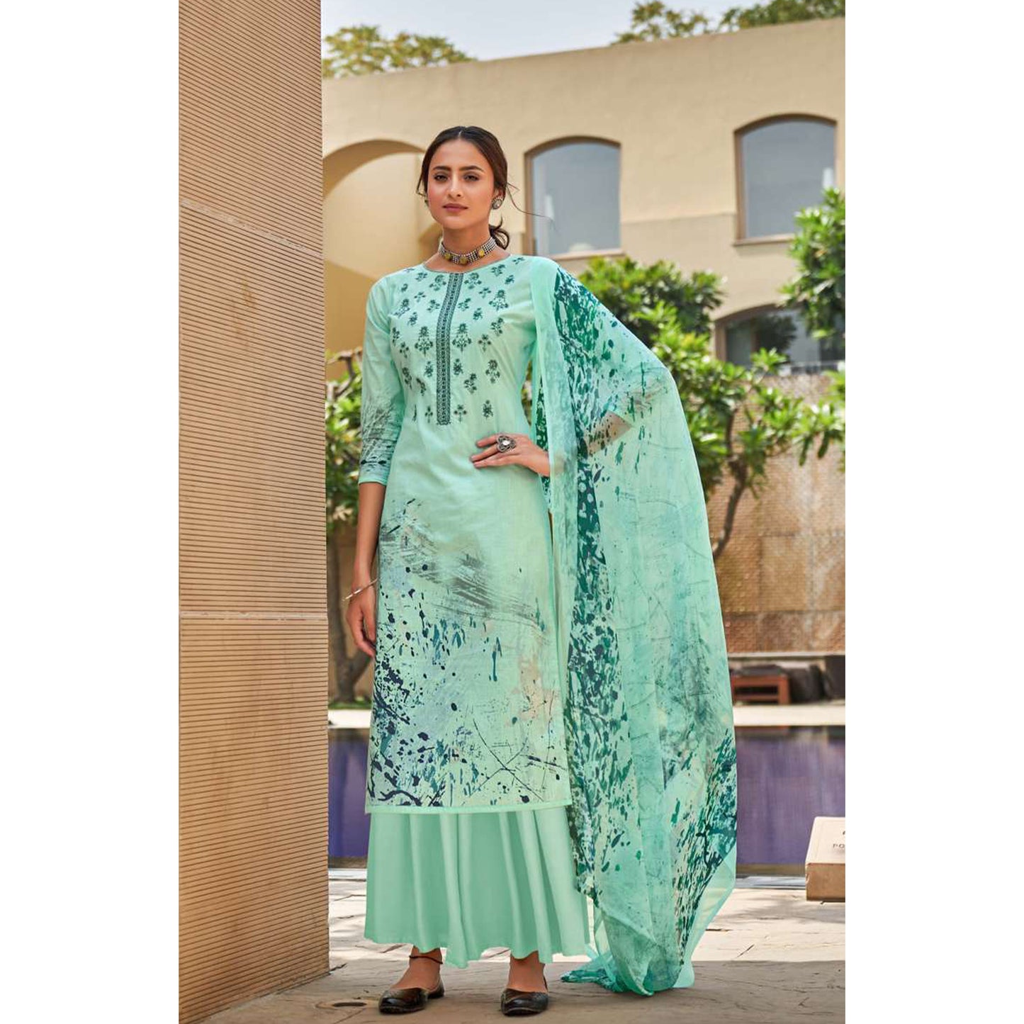 Summer Wear Women's Cotton Salwar Kameez Plazzo Dress