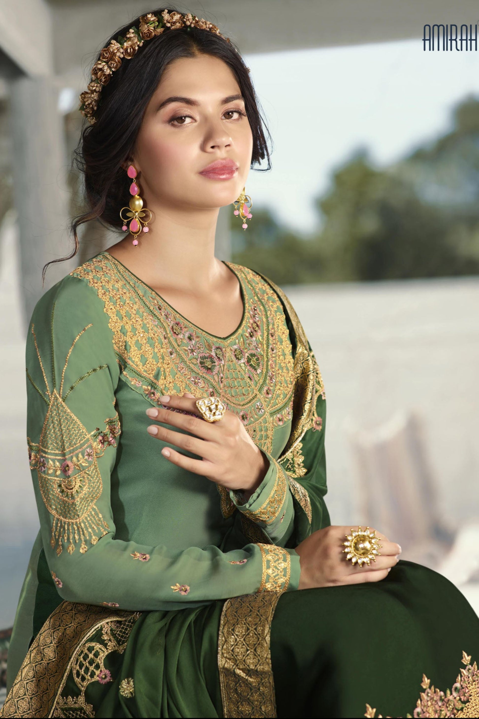 Hand Worked Pakistani Reception Wedding Wear Trouser Pant Suits
