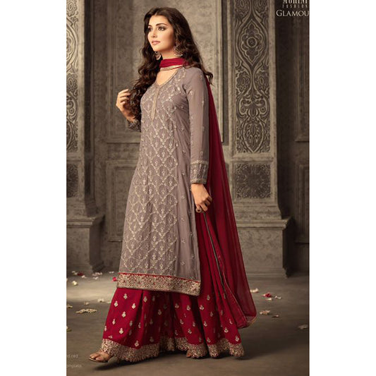 Ready to Wear Sharara Palazzo Dupatta Dresses Pakistani Eid-Ramadan Party Wear Fancy Embroidery Foil Paper Worked Salwar Kameez Plazzo Suits
