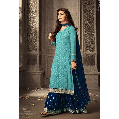 Pakistani Eid-Ramadan Party Wear Fancy Embroidery Foil Paper Worked Salwar Kameez Plazzo Suits